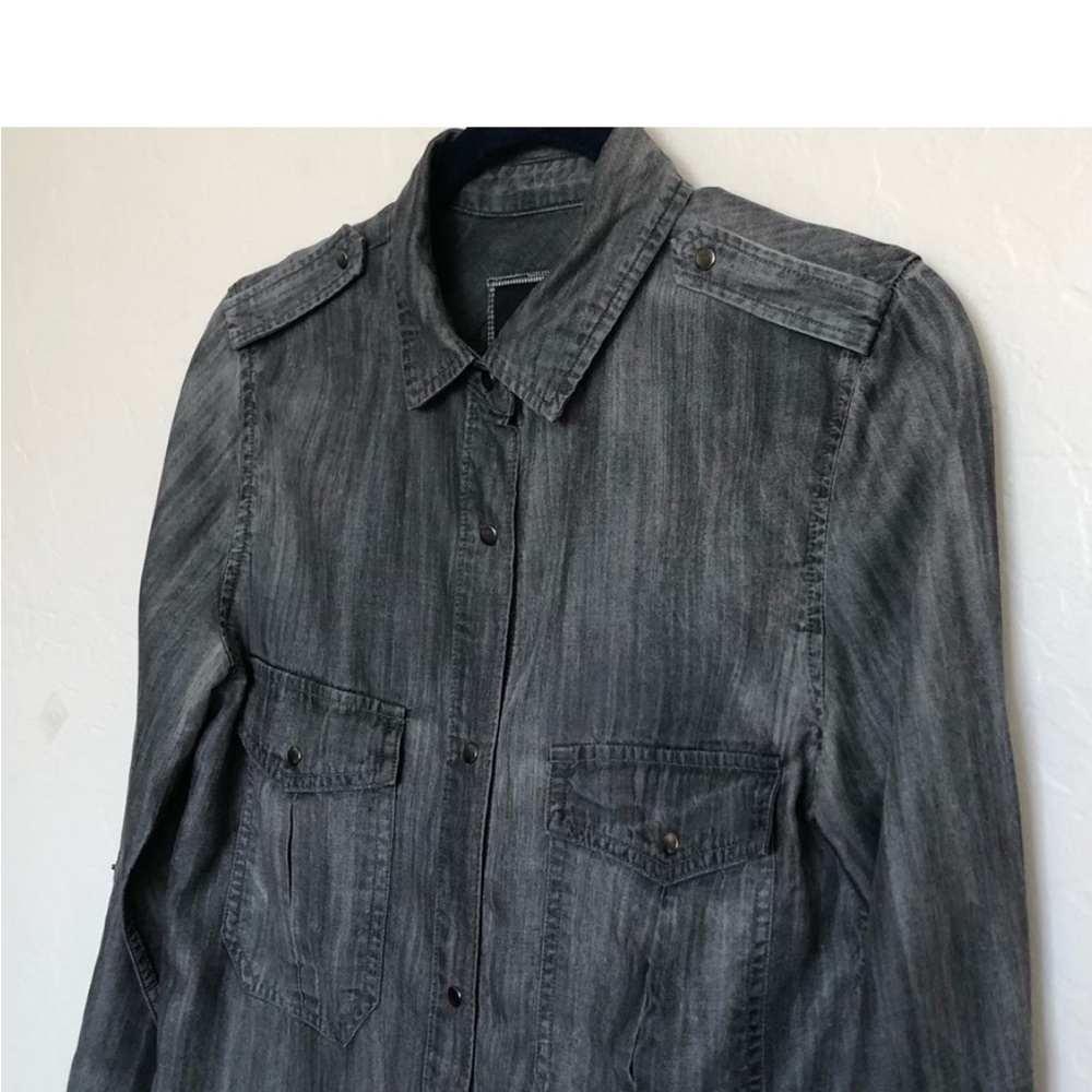 Rails Alexandra Gray Chambray Snap Button Shirt Sz XS - Picture 5 of 12